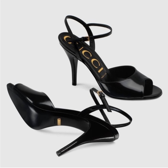 Gucci Regent sandal heels Black Leather Ankle Strap - Picture 1 of 8